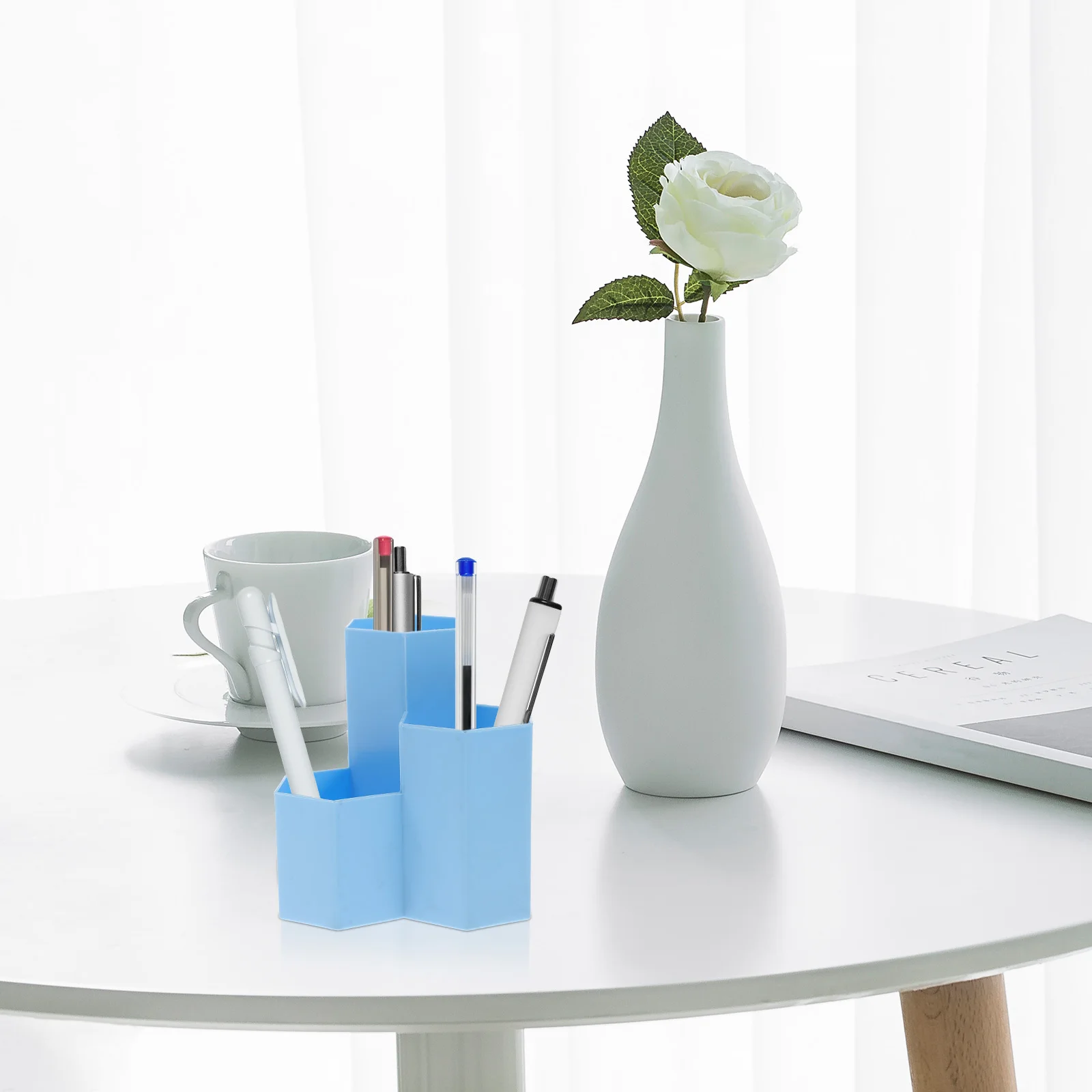 

Premium Hexagonal Pencil Organizer 47x25inch Strong Non-Breakable Plastic Pen Holder for Office School Home Desktop Storage