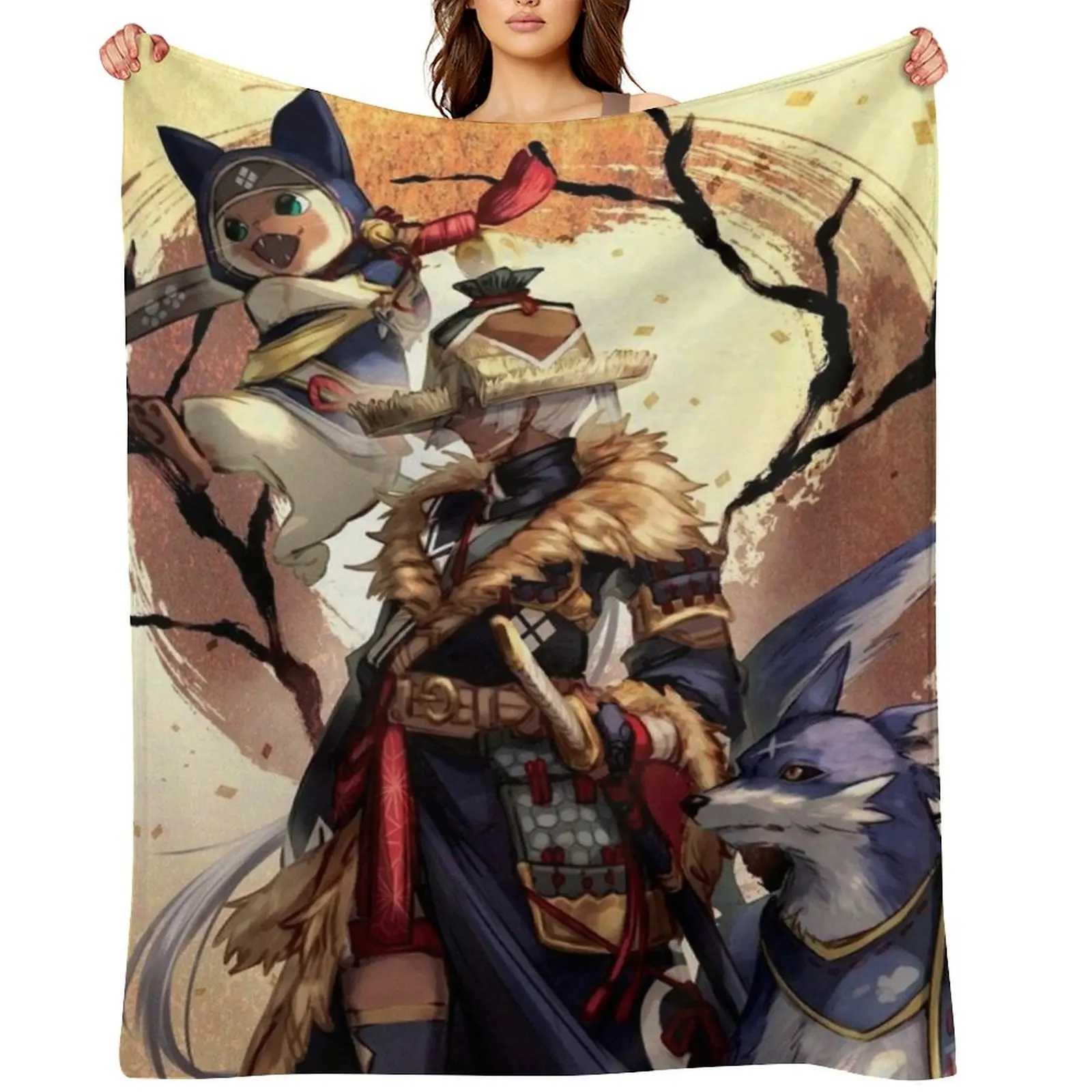

Monster Hunter Rise Throw Blanket Vintage Single Fashion Sofas christmas decoration Blankets