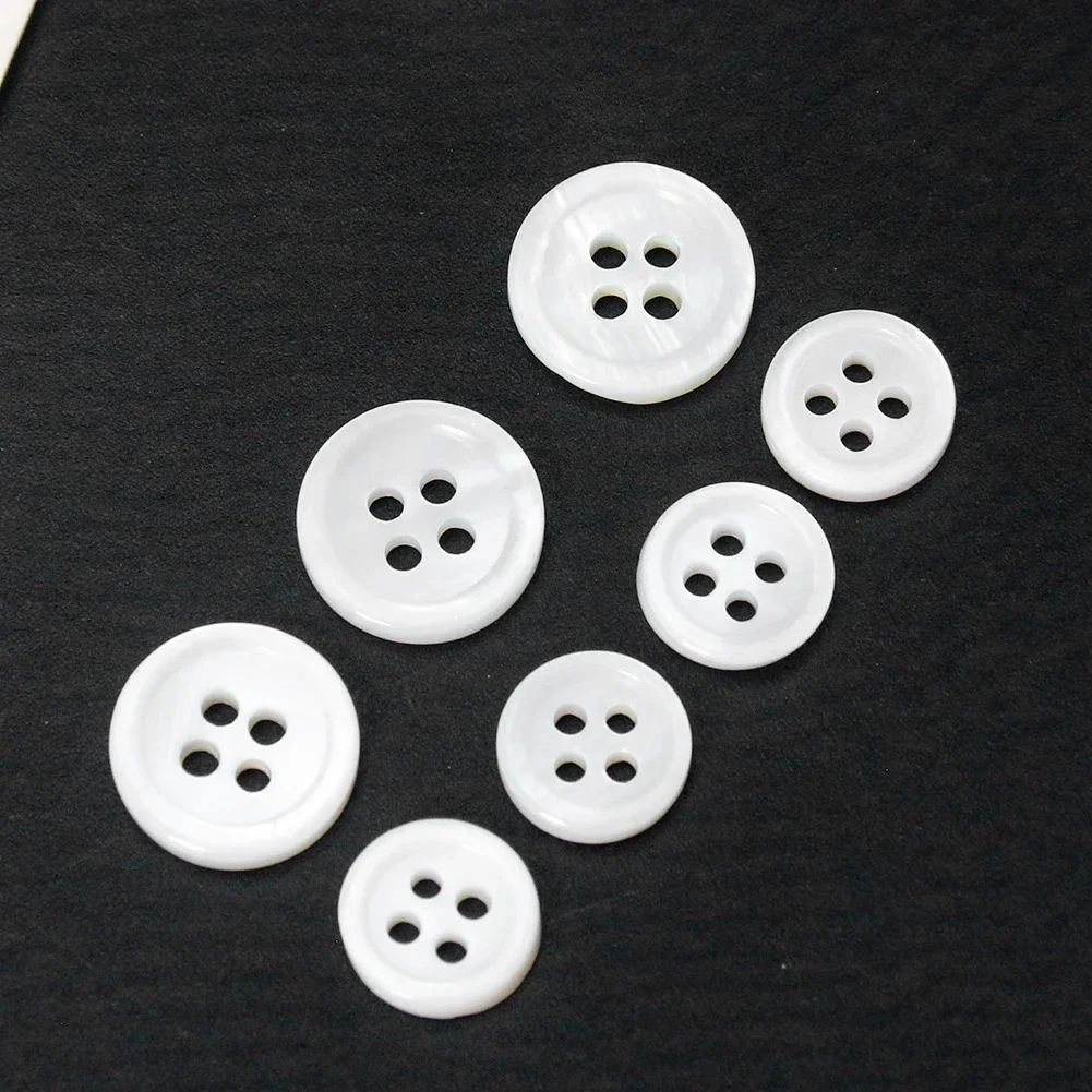 10PC Natural Seashell White Mother of Pearl 4-holes Flatback Buttons Cake Scrapbooking Accessory Suit Shirt Apparel Sewing Decor