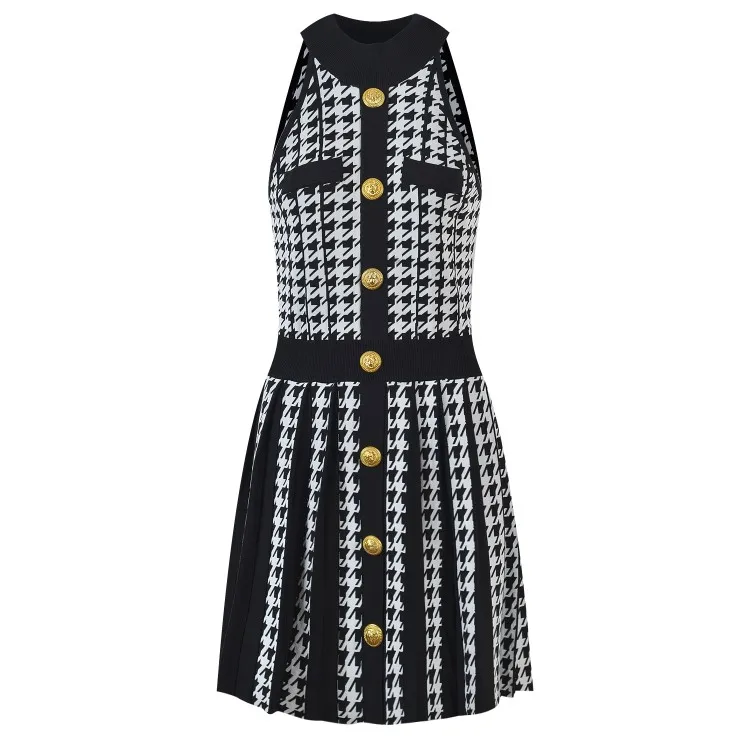 

Новинка весенней коллекции: Элегантное женское трикотажное платье-миди с золотистым декором и юбкой, для уличного стиля, осень