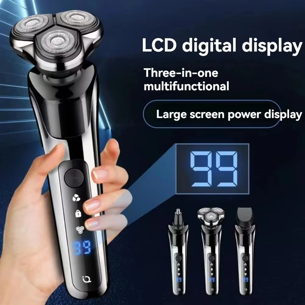 Xiaomi 3-in-1 Men's Electric Shaver Digital Display Strong Power Shaver Fast Clean Hair Removal Shaver Portable 2025 New