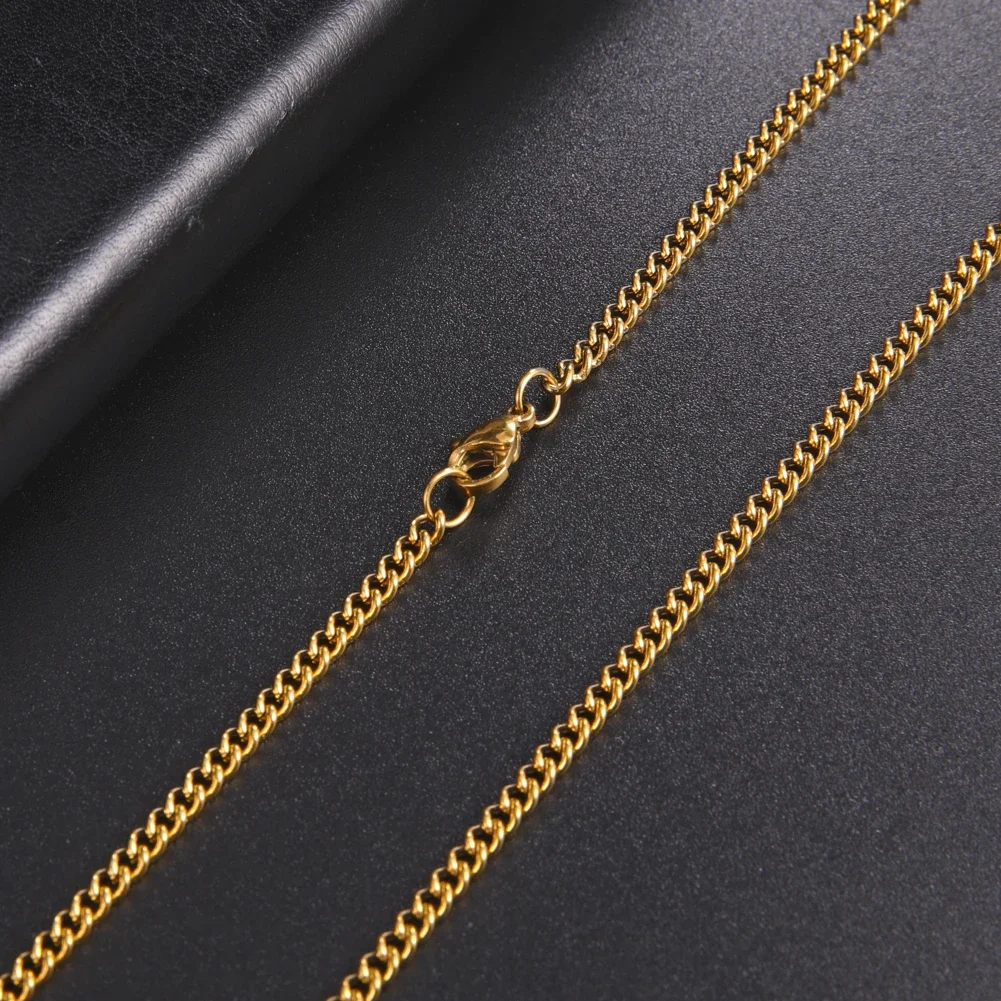 Fashion Stainless Steel Box Chain Necklace Men Black Gold Color Link Chains Basic Punk Jewelry Accessories 60cm 24inches gallery 2