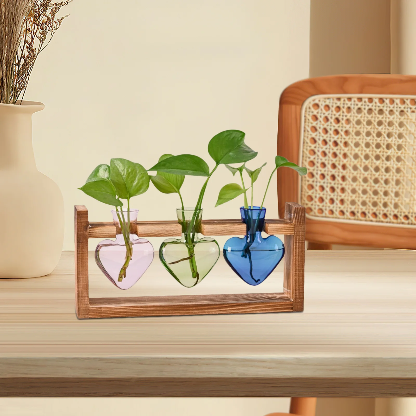 

3Pcs Heart Shaped Transparent Hydroponic Glass Vase Colorful Desktop Planter Flower Pot Home Decor Indoor Plants Table