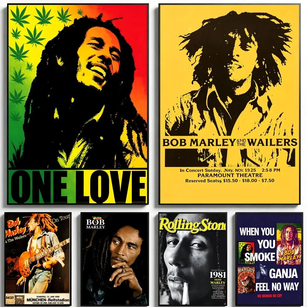 people Bob Marley Poster Poster HD Printing Boho Aesthetic Style Wall Art Home Decor For Living Room Bedroom Gift
