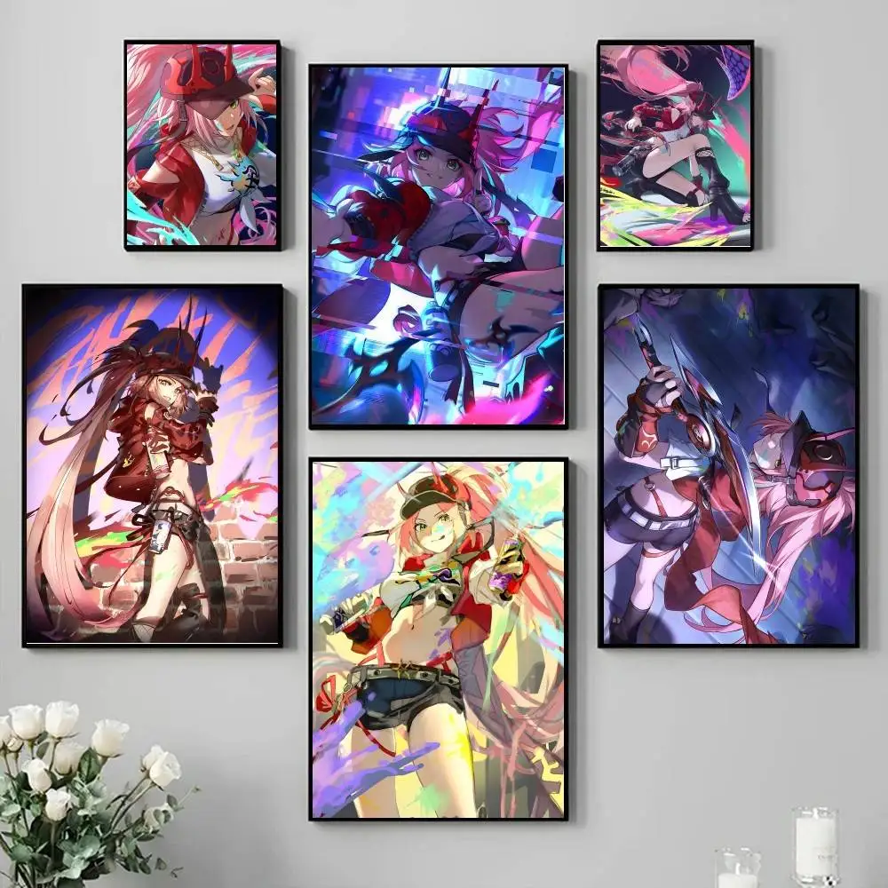 Anime Game Honkai Star Rail Rappa Poster Self-adhesive Art Waterproof Paper Sticker Coffee House Bar Room Wall Decor