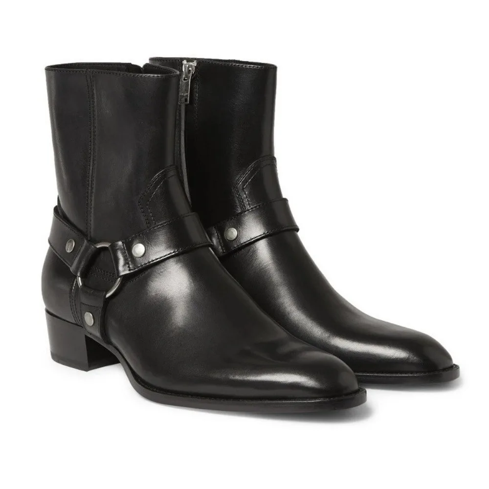2025 High-top Men's Heightened Thick-soled Pointed-toed Chelsea British Casual Trendy High-heeled Ankle Boots