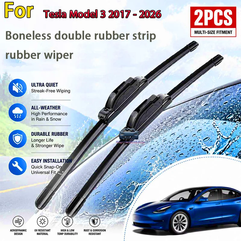 

Front Wiper Blades For Tesla Model 3 2017 - 2026 Windshield Windscreen Clean Window Car Rain Brushes 26"+19" Modification Parts