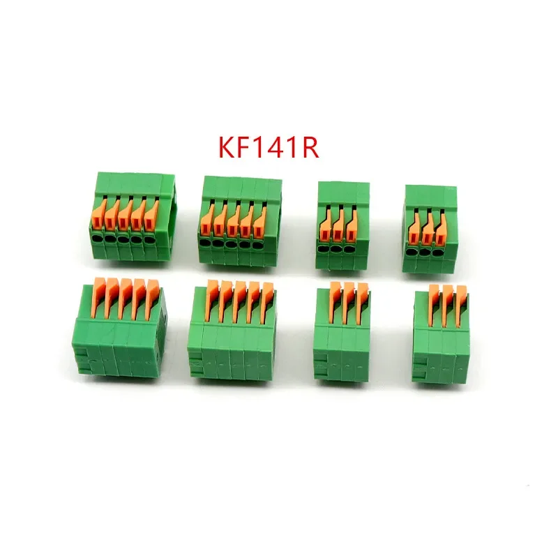 5PCS KF141V KF141R 2.54mm Pitch PCB Straight / Bent Foot Connectors 2/3/4/5/6/7/8/9/10 Pin Spring Screless Terminal Blocks Green