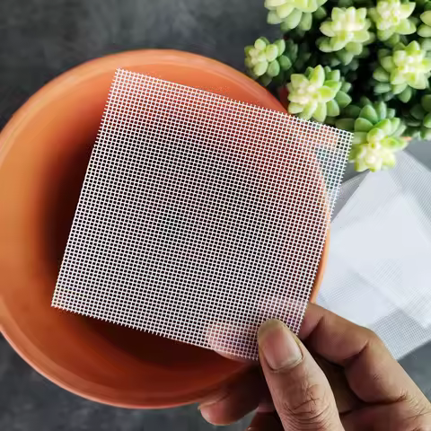 100PCS Ceramic Flower Pot Gasket Net Anti-Leak Breathable Soil Mesh Pad Insect-Proof Plastic Grid Mat for Potted Plants