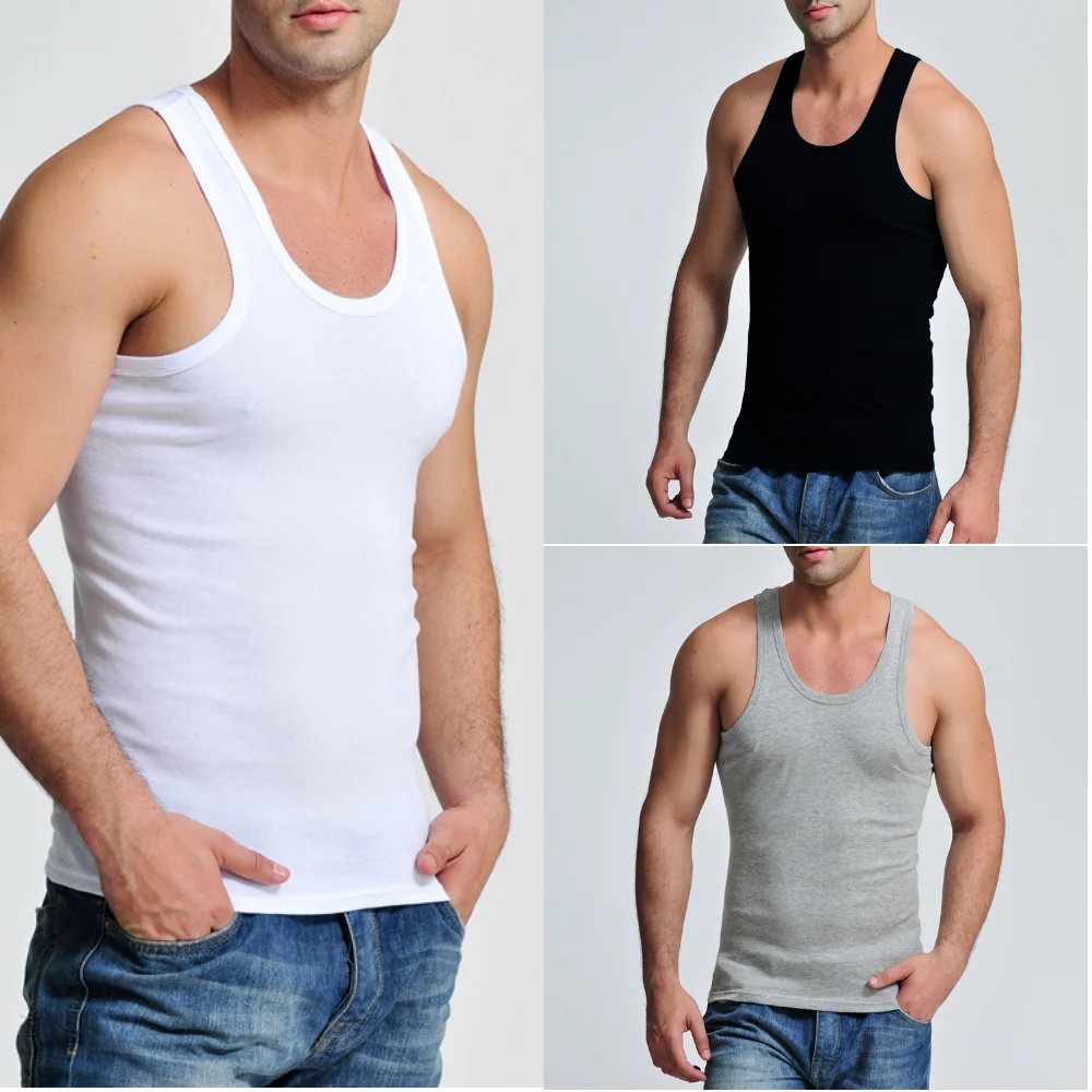 

ON Sale 6 Pcs Cotton Mens Sleeveless Tank Top Solid Muscle Vest Men Undershirts O-neck Gymclothing Tees Whorl Tops Body Hombre