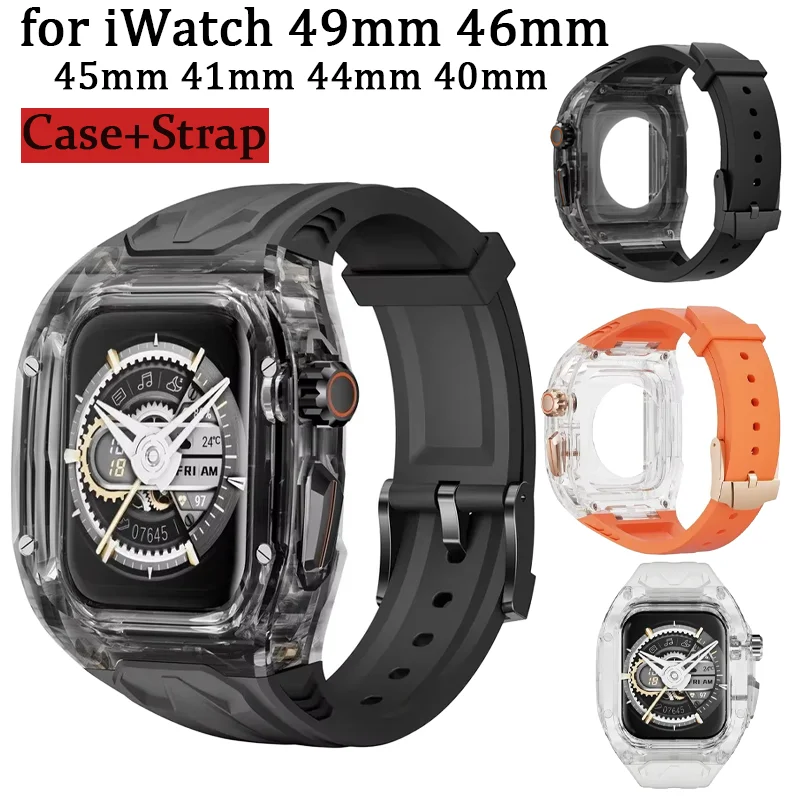 

Чехол + силиконовый ремешок для Apple Watch Ultra 3/2 49 мм S11-10 46 мм со встроенным ремешком и корпусом iWatch 9/8/7/6/5/SE 45 мм 41 мм 44 мм 40 мм
