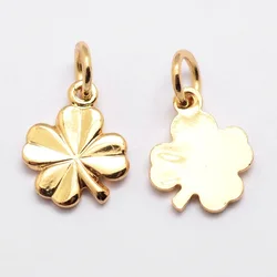 5pcs Brass Charms  Clover  Cadmium Free & Nickel Free & Lead Free  Real 18K Gold Plated  11x9x1mm  Hole: 3mm