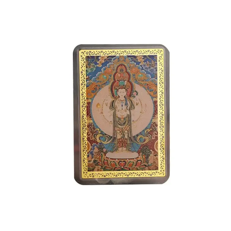 Tarjeta pintada de cobre tibetano, tarjeta de oro de ocho patrones del zodiaco con tarjeta de vida de plástico, tarjeta de cobre portátil, nueva