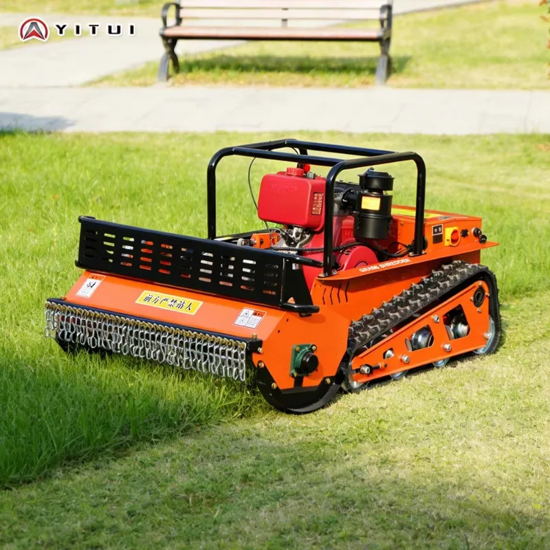 【Best Choice】2026 Hot Sale Customized Diesel Fuel Crawler Grass Cutter Remote Control Lawn Mower Robotic Lawn Mowe Ce/Iso Certif - view 3