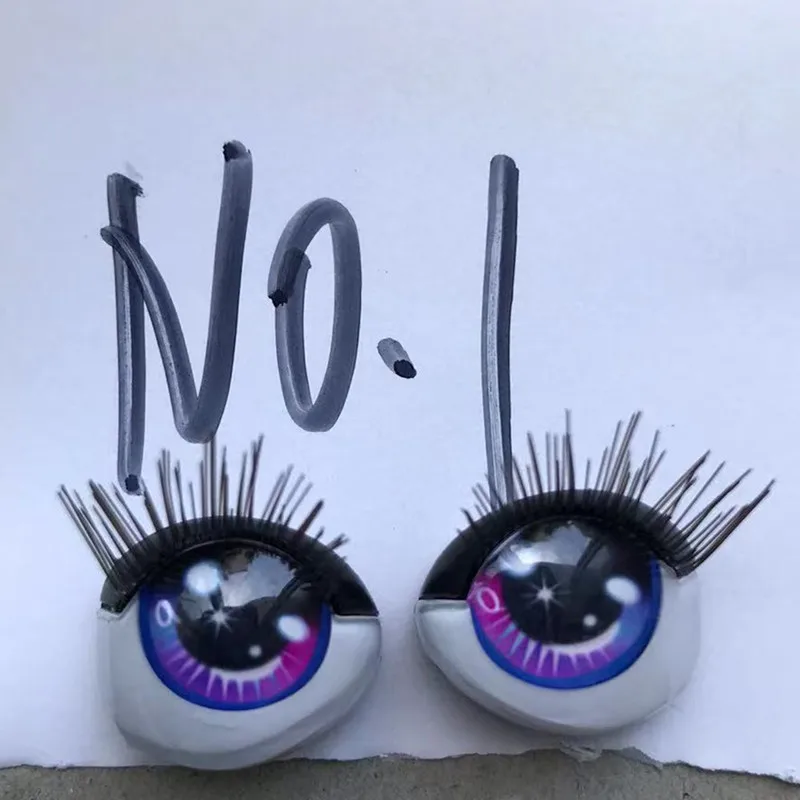 Rainbow Doll Eyes With Real Eyelashes Original Quality Doll Accessories Replacement Alive Eyes Purple Blue Gold Doll Eye Balls