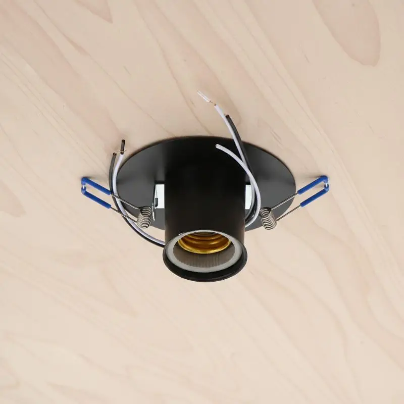 E27 Ceramic Lamp Holder High Temperature Resistant with Metal Cap Spring Bracket for Kitchen Bathroom Lighting Installation