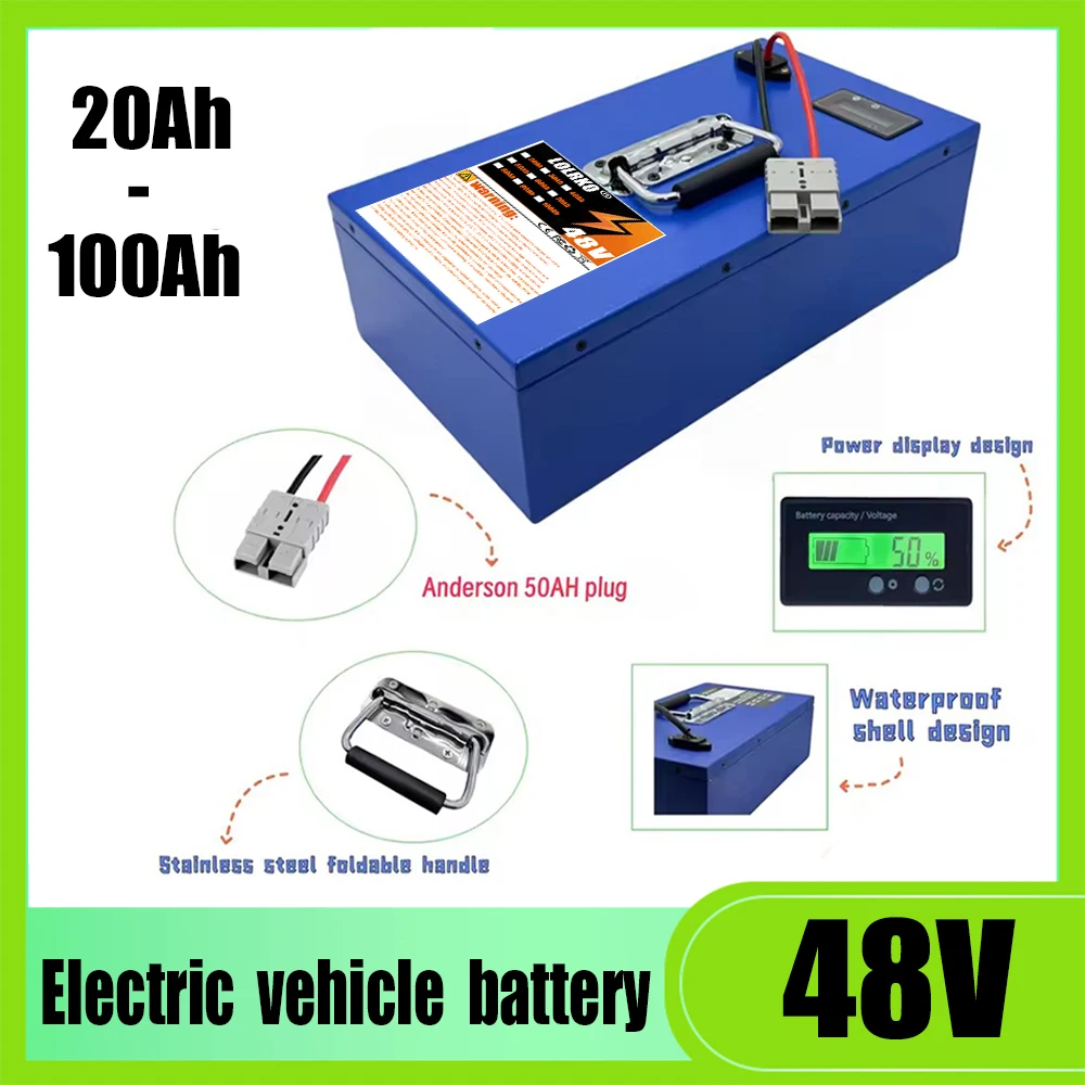 

48V 100Ah 30A BMS Lithium Battery Pack 500W 750W 2000W Motor 18650 Cell For Electric Scooter/Motorcycle motor/Portable Power