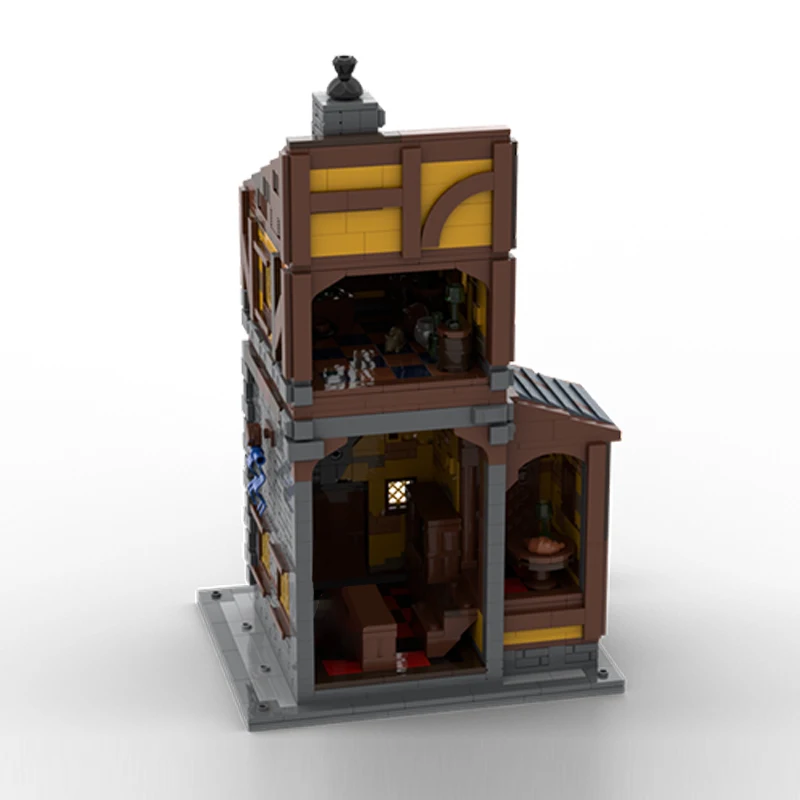 Middeleeuws kasteelmodel MOC Bouwstenen Dorp Tavern Architectuur Modulaire technologie Cadeau Vakantie Monteer kinderen Speelgoedpak