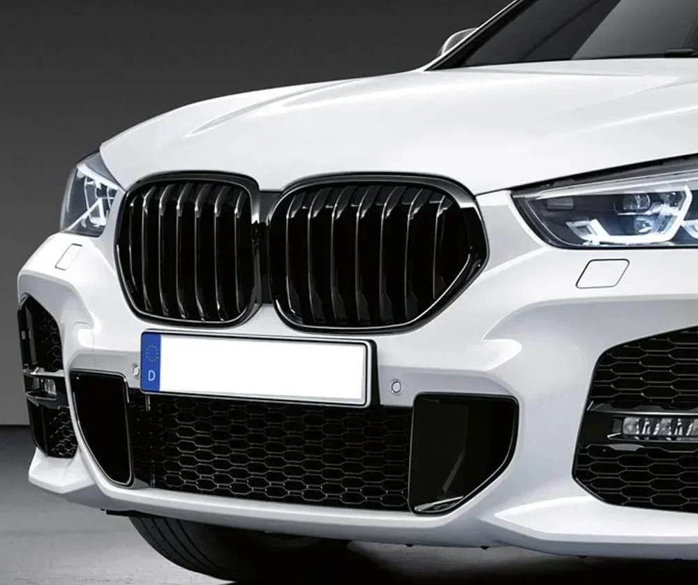 Gloss Black Single Slat Kidney Grille for BMW X1 Series F48 F49 2019-2022 Piano Black Carbon Style Auto Accessories