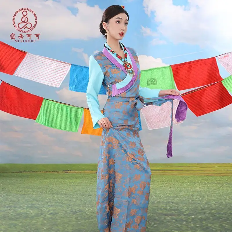 Nowa spódnica Xizang Clothing Bola w stylu etnicznym z haftem kwiatowym tybetańskim Guozhuang