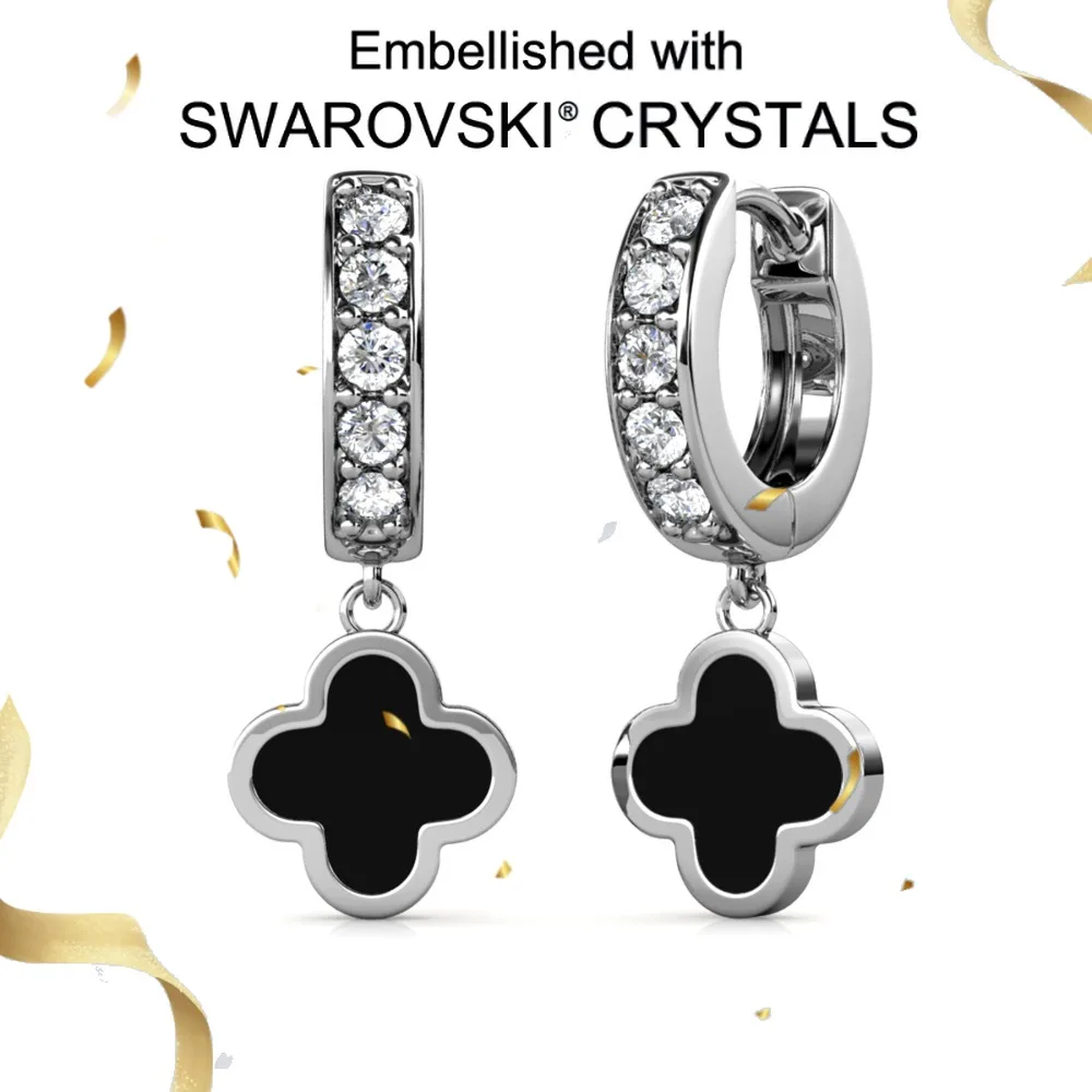 

Daisini Black Drop Earring Luxury Jewelry with Swarovski Crystal 925 Sterling Silver Minimalist Stud Earrings Gift for Her