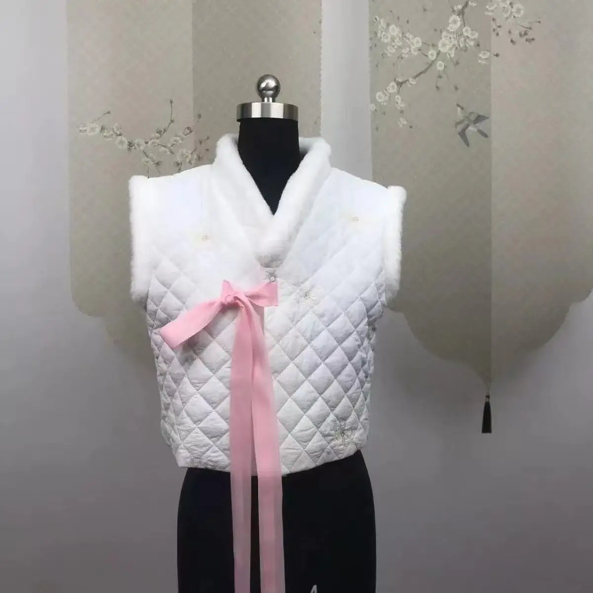 Winter Hanbok Weste Damen Traditionelle Koreanische Kleidung High-End Vintage Ärmellose Tops Neujahr Party Weste Mantel Sieht Schlank