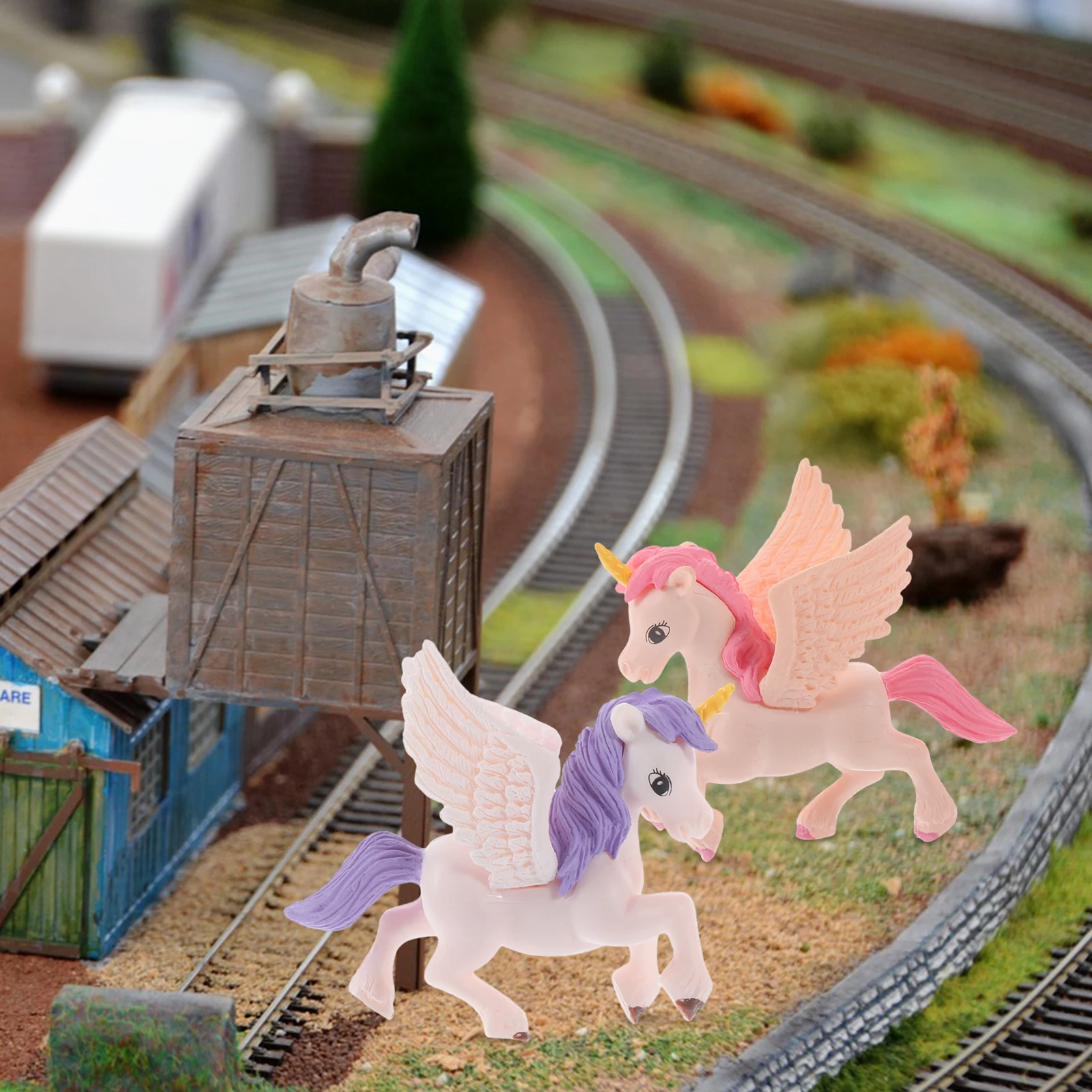 10 ชิ้น Pegasus Unicorn เครื่องประดับตกแต่ง Miniature Figurines หัตถกรรม Miniatures ตารางรูป Pvc อุปกรณ์เสริม