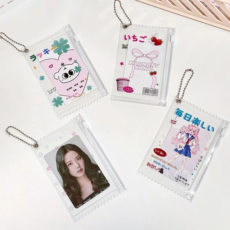 Cute Transparent Candy Bag para Meninas, Kpop Card Sleeves, Photocard Holder, Badge Display, Pendant Gift, 3"