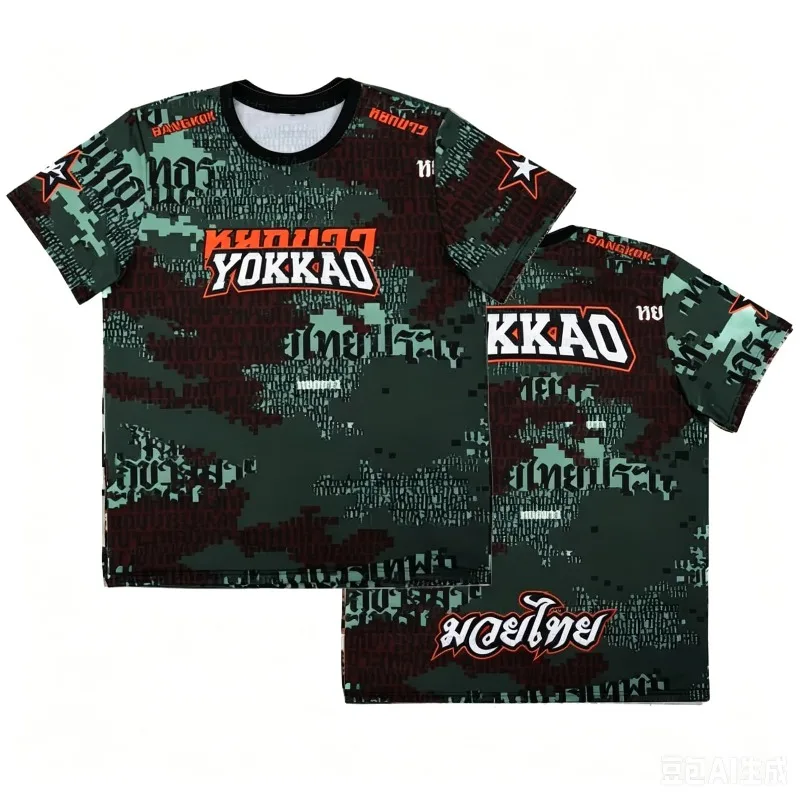 Camiseta YOKKAO de Muay Thai para Hombre y Mujer, Estampado 3D, Estilo Urbano, Gráfico de Llamas, Camiseta de Entrenamiento de Boxeo, Ropa Deportiva Informal de Manga Corta