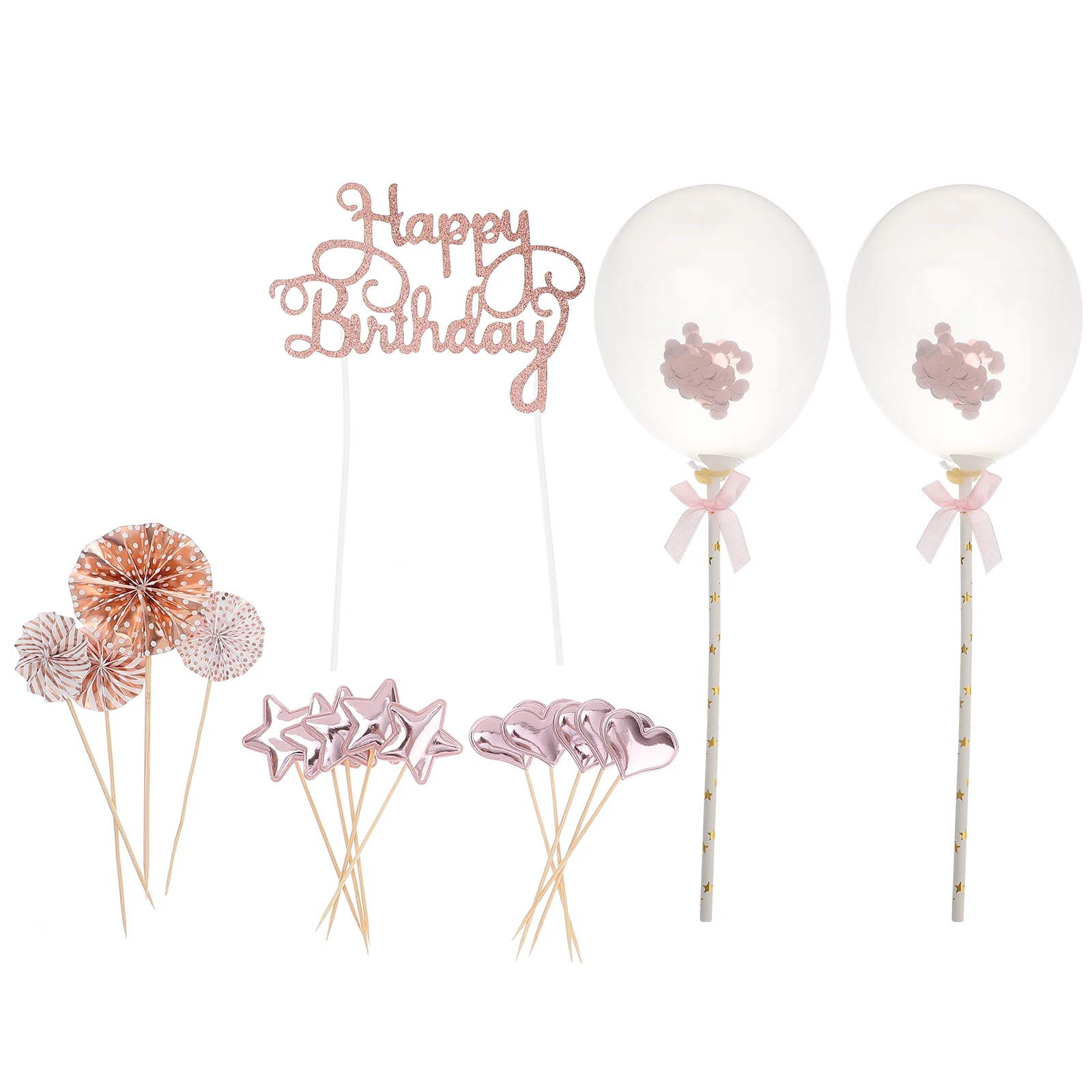 

17 Pcs Cake Insert Set PU Paper Happy Birthday Topper Decorations Creative Toppers Cake Decoration Accessories Fun