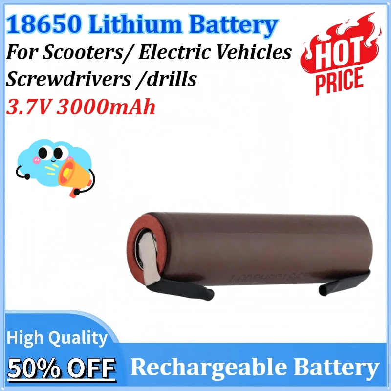 

Newly Upgraded HG2 3.7V 3000mAh 18650 Rechargeable Battery for Screwdriver 30A High Current + DIY Power Lithium Ion Battery