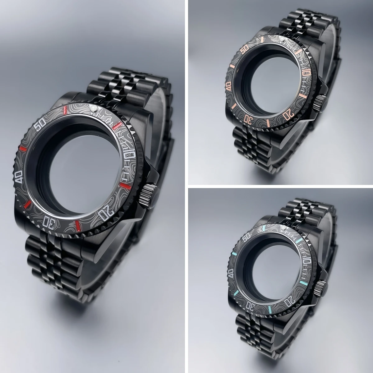 40mm NH35 Black Watch Case with Sapphire Crystal 120 Click Compatible with NH34/NH35/NH36 Movements 28.5mm Dial Mod Watch Case