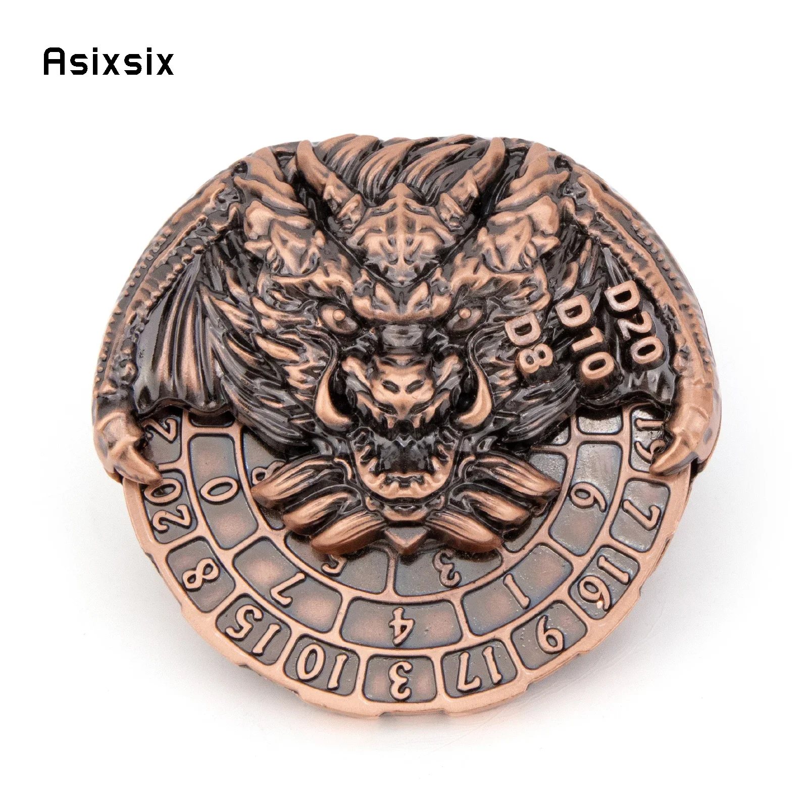 

Metal Dice, Perfect For Tabletop Rpgs And Card Games Red Copper Dragon A Spinning Wheel Toy With Dice For A Multiplayer Rotation