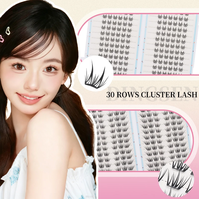 DINGSEN 30 Reihen Idol-Wimperncluster, Wimpernkleber, Manga-Wimpernbuch, DIY-Wimpern, Make-up, Natürliche Anime-Wimpern – Detail 2