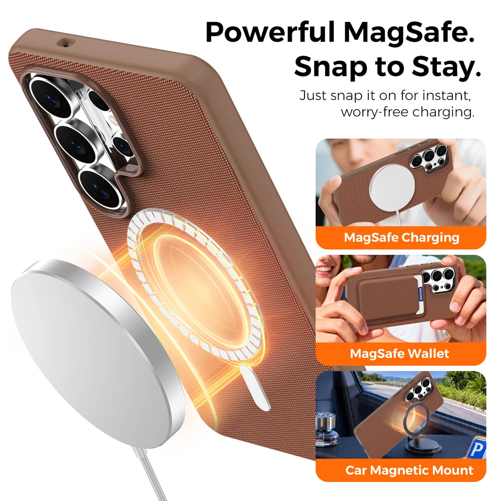 Magnetic Tech Fabric Phone Case For Samsung Galaxy S24 S25 S26 Ultra For Magsafe Wireless Charging TechWoven Anti-Slip Cover - view 5
