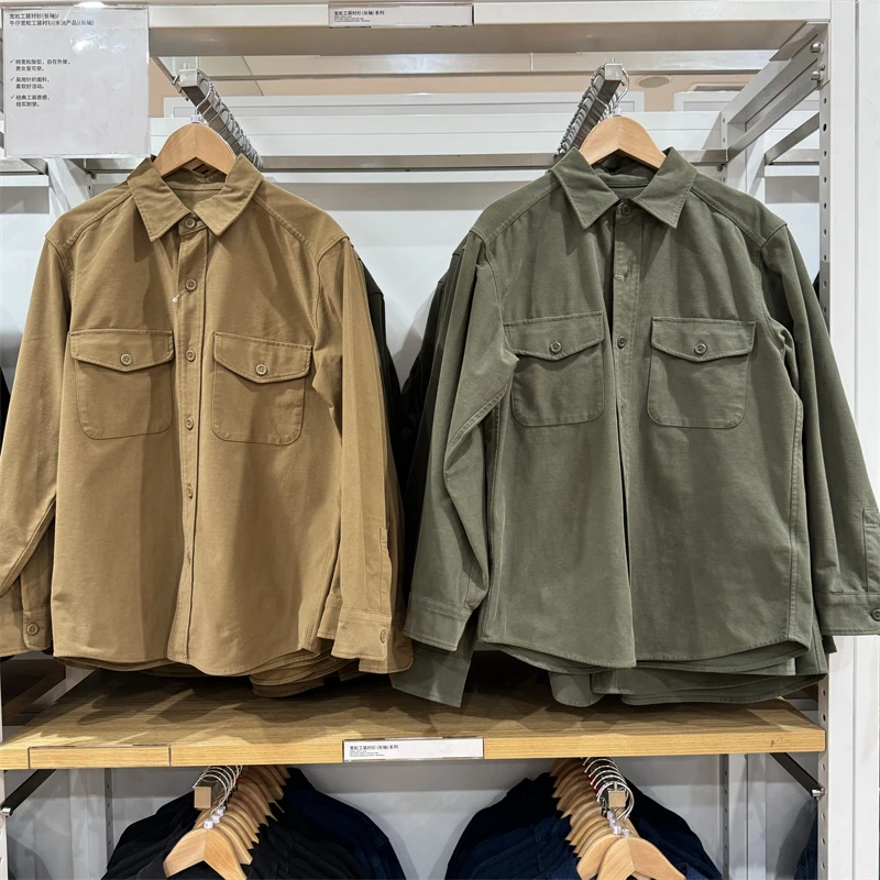 

Loose Long Sleeve Workwear Shirt Couple Matching Autumn Fashion Men's Women's Casual Shirt Outerwear Hongda Brand 2024 Fall C...