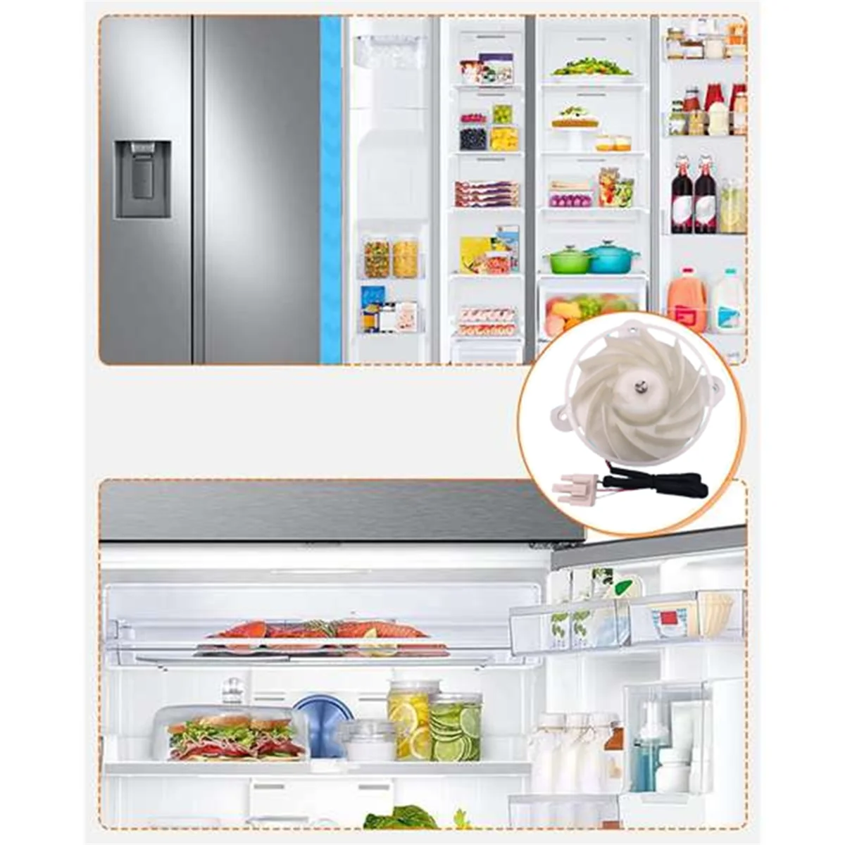 A86I-Refrigerator Evaporator Fan Motor for Meiling Fridge ZWF-30-3 BCD-430WP9C Cooling Fan Motor Replacement Part DC 12V