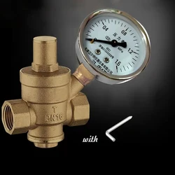 DN15 Adjustable Brass Water Pressure Reducing редуктор Regulator Valve Internal And Outer Thread PN 1.6 And Pressure Gauge