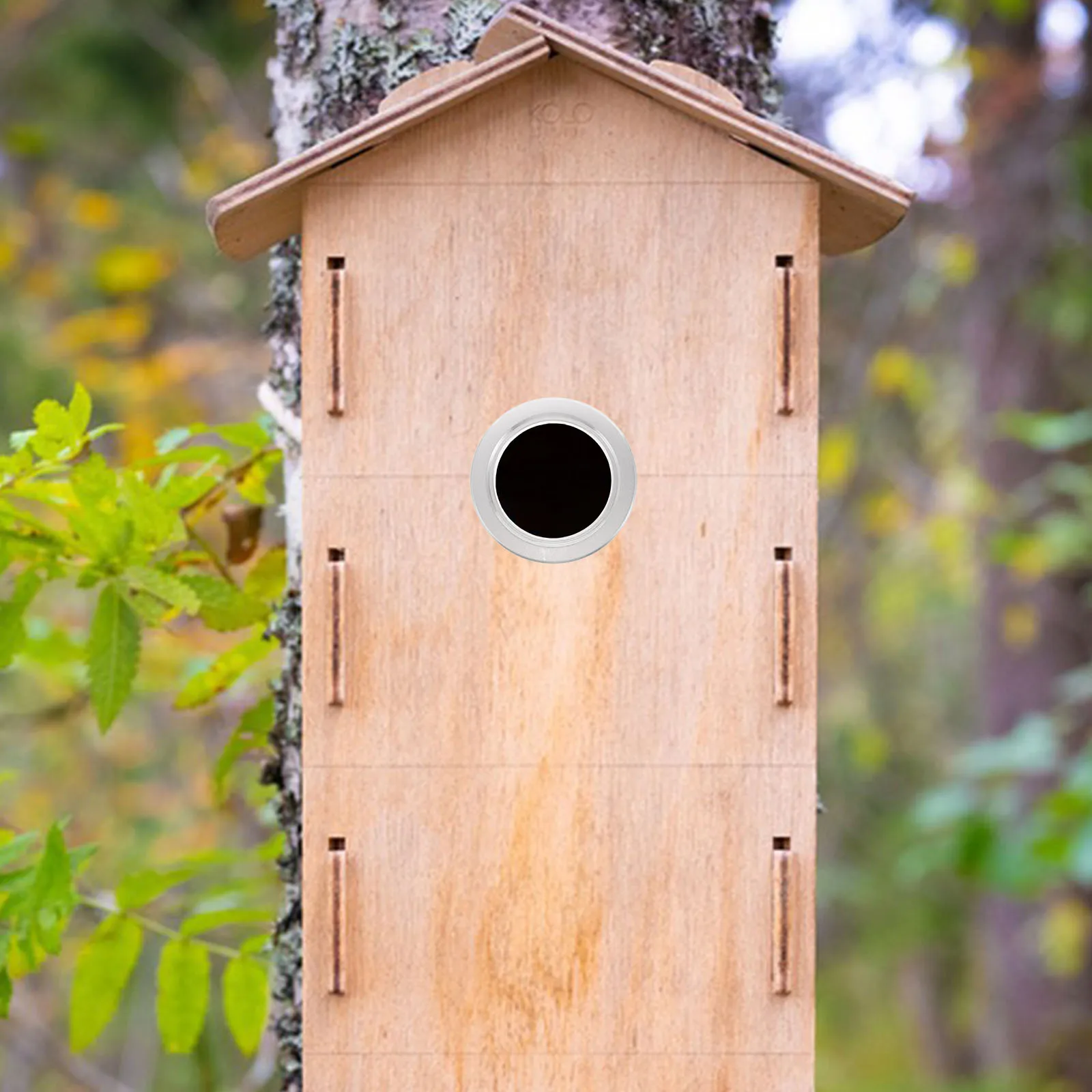 

1 Set Wooden Nest Box Metal Entrance Guard Parrot Breeding Accessory Durable Aluminium Alloy Ring Antibite Design Unique Hole