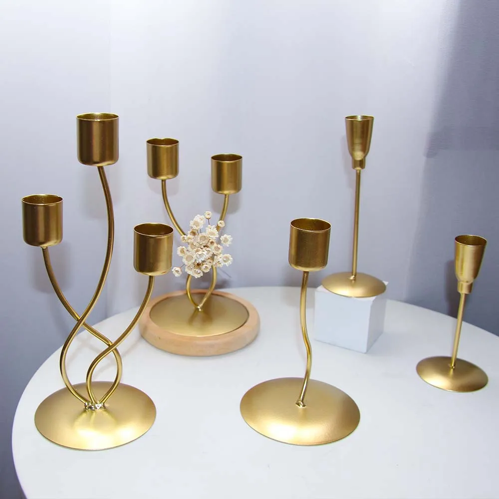 Nordic Iron Candlestick Crafts Golden Stable Base Simple Desk Candle Ornament Candle Holder Wedding Festivals Gift