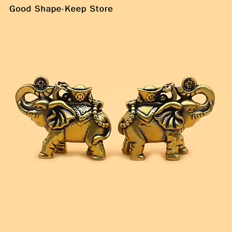 Brass Elephant Metal Figurines Auspicious Elephant Living Room Desk Decoration Mini Elephant Figurines Accessoires Miniatures
