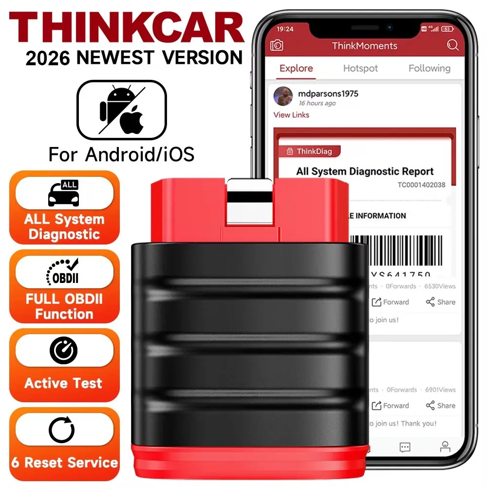 

Диагностический сканер Thinkcar ThinkSafe OBD2 2026 для полной диагностики систем ABS, OIL, EPB, TPMS, SAS, с функцией сброса и двунаправленным управлением, считыватель кодов OBD2