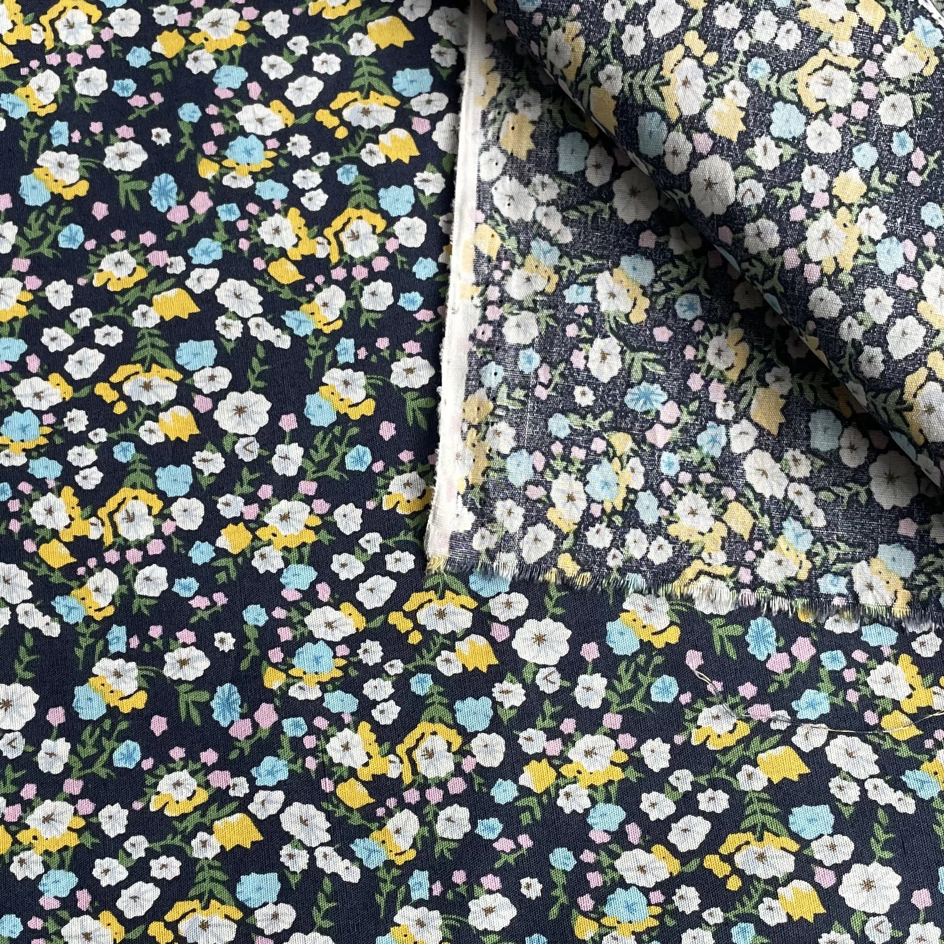 145×50cm 100% Cotton Fabric Poplin Blue Floral Plants Digital Printing For Sewing Cloth Dresses Skirt Kids Designer Handmade