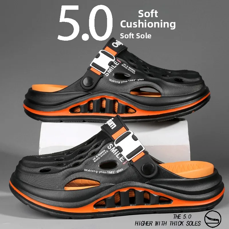 

Men's Summer Outdoor Sports Beach Sandals Anti-slip Thick Bottom Soft Bottom Headed Clog Shoes Casual Flat Wear-resistant