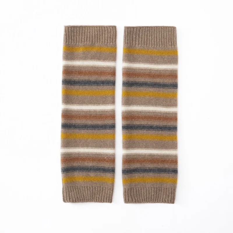 Женские гетры из 100% чистого кашемира, осенне-зимние утолщенные морозостойкие термоноски, ворсовые носки, полосатые гетры