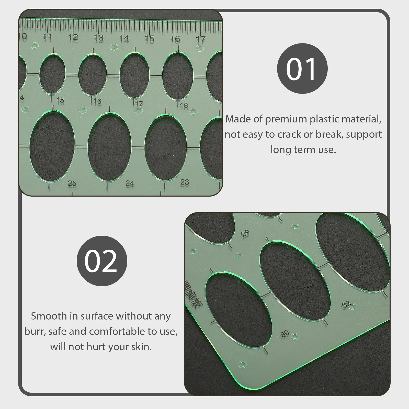 3 قطعة قالب رسم بلاستيكي متعدد الوظائف مساطر استنسل هندسي خفيف الوزن للطلاب المعماريين قياس المصممين