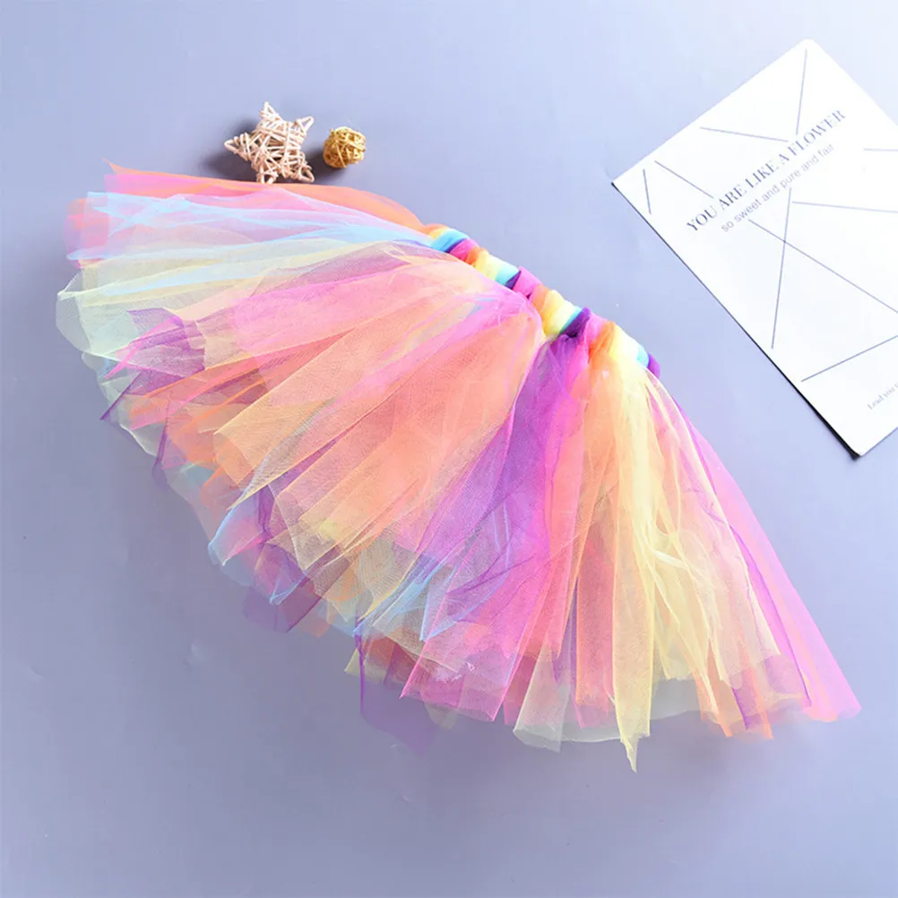 Unicorn Costume Set for Girls Rainbow Tulle Tutu Dress with Matching Hair Hoop Adjustable Strap 3D Flower Front Removable Bow