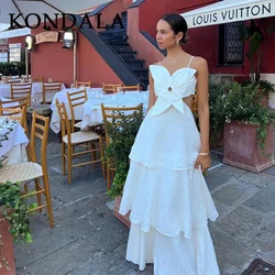 KONDALA 2026 Spring Summer Casual Women Dresses Fashion ELegant Strapless Backless Sleeveless Camisole Chic Ladies Dresses