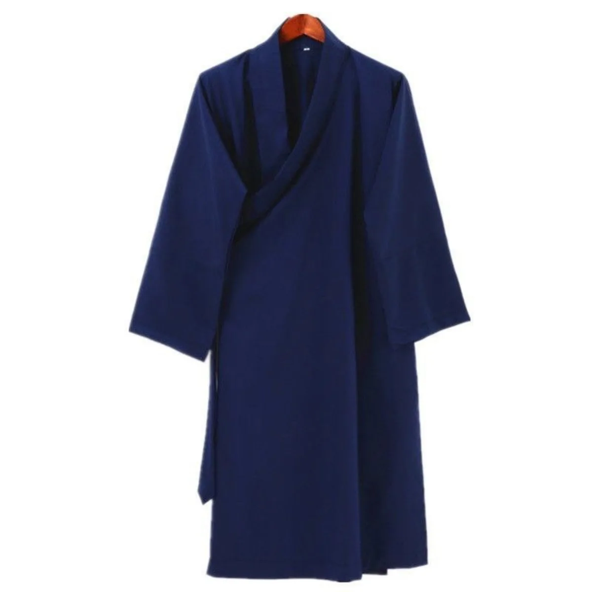 مجموعة رداء الطاوية ملابس الممارسة تاي تشي ثوب طويل سان تشينغ الأزرق الداكن لوازم الطقوس الراهب الملابس البوذية