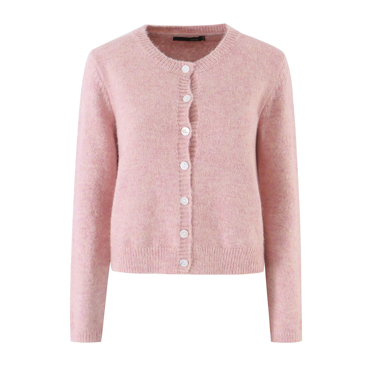 2 colors Women Shaggy Knitted Cardigan Round Collar Single-breasted Buttons Sweater Long Sleeve Knitwear Short Jumper Green Pink - view 6
